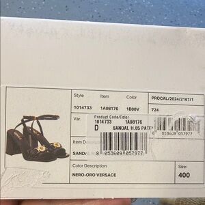 Versace Black Sandal with Gold Medallion Accent